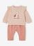 Set sweater en broek baby ecru+gemêleerd beige+rozen - vertbaudet enfant 