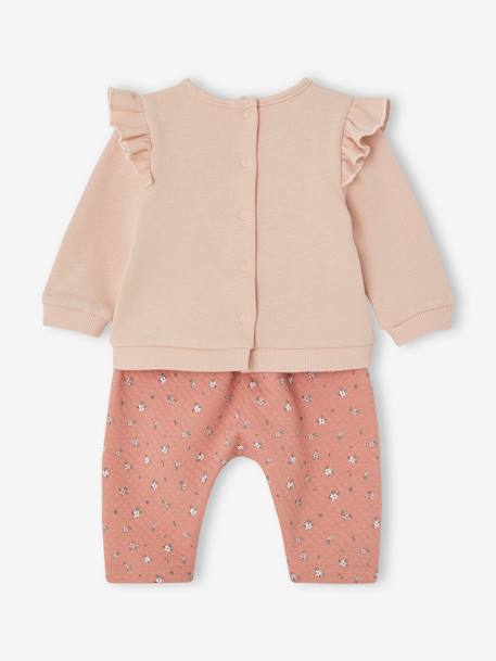 Set sweater en broek baby ecru+gemêleerd beige+rozen - vertbaudet enfant 