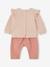 Set sweater en broek baby ecru+gemêleerd beige+rozen - vertbaudet enfant 