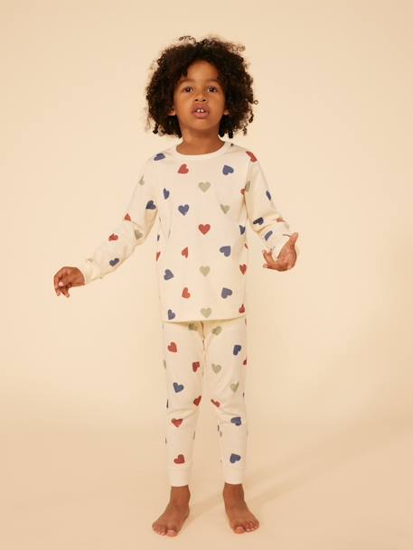 Pyjama van katoen met hartje PETIT BATEAU beige - vertbaudet enfant 