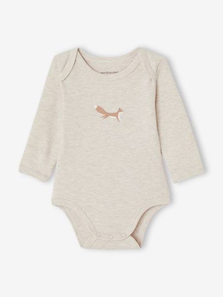 Set van 5 rompertjes met lange mouwen baby US-mouwgaten van biokatoen gemêleerd beige - vertbaudet enfant 