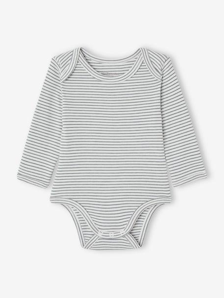 Set van 5 rompertjes met lange mouwen baby US-mouwgaten van biokatoen gemêleerd beige - vertbaudet enfant 