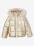 Donsjack met capuchon voor meisjes met fleece voering antraciet+goud - vertbaudet enfant 