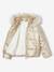 Donsjack met capuchon voor meisjes met fleece voering antraciet+goud - vertbaudet enfant 