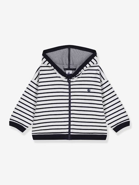 Sweatshirt met capuchon voor jongens blauw, gestreept - vertbaudet enfant 