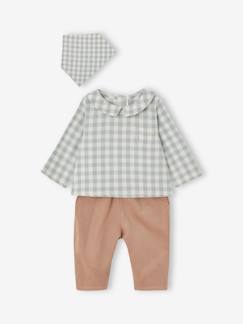 Babyset met body shirt + fluwelen broek + bandana  - vertbaudet enfant