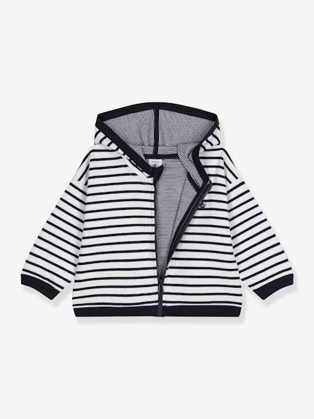 Sweatshirt met capuchon voor jongens blauw, gestreept - vertbaudet enfant 