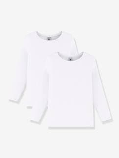 Jongens-Set van 2 witte T-shirts met lange mouwen - PETIT BATEAU