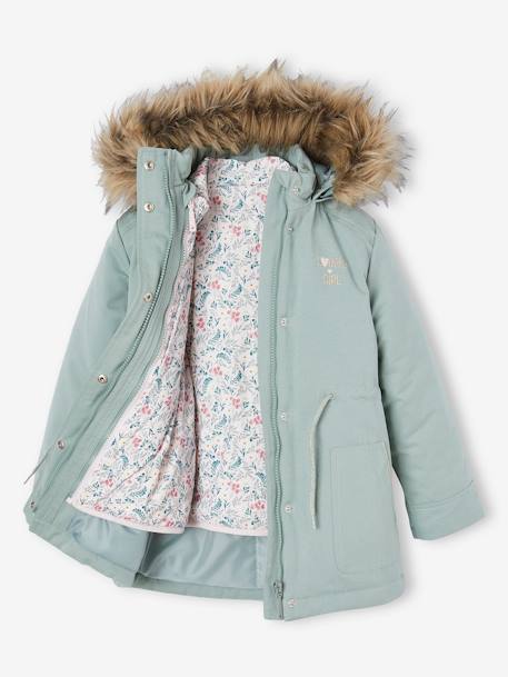 3-in-1 parka met capuchon meisje DARK GREEN+groengrijs+marineblauw+PURPLE DARK - vertbaudet enfant 