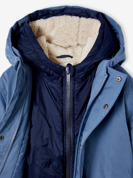 3-in-1-parka voor baby met afneembaar vest felblauw+grijsblauw+kaki+Marinegrijs+pecannoot - vertbaudet enfant 