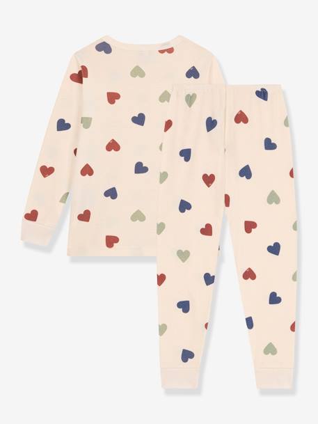 Pyjama van katoen met hartje PETIT BATEAU beige - vertbaudet enfant 