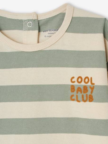 T-shirt met strepen baby van biokatoen blauwgroen+grijsblauw - vertbaudet enfant 