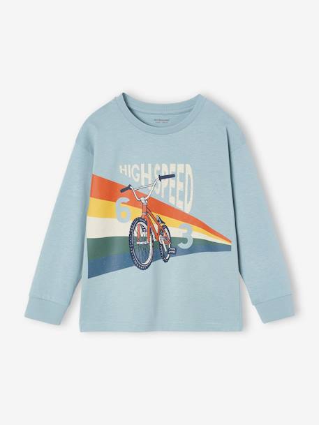 Jongensshirt met animatie op de voorkant blauwgroen+rood - vertbaudet enfant 