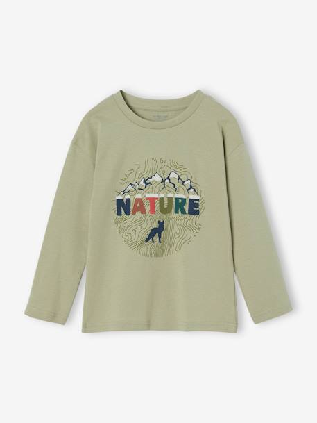 Natuur-T-shirt met flockdetails voor jongens antraciet+leiblauw+saliegroen - vertbaudet enfant 