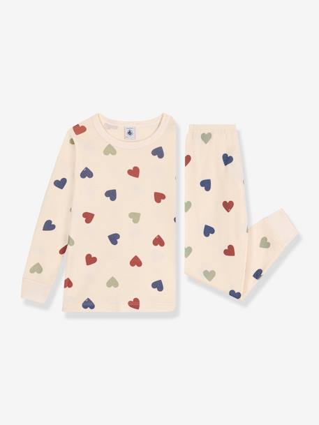 Pyjama van katoen met hartje PETIT BATEAU beige - vertbaudet enfant 