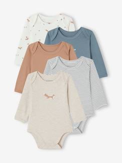 Baby-Body-Set van 5 rompertjes met lange mouwen baby US-mouwgaten van biokatoen