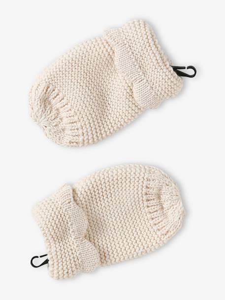 Set van babymeisjes muts + snood + wanten beige (poederkleur) - vertbaudet enfant 