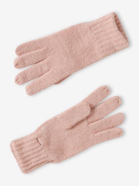 Gebreide set met muts + snood + handschoenen roze (poederkleur) - vertbaudet enfant 