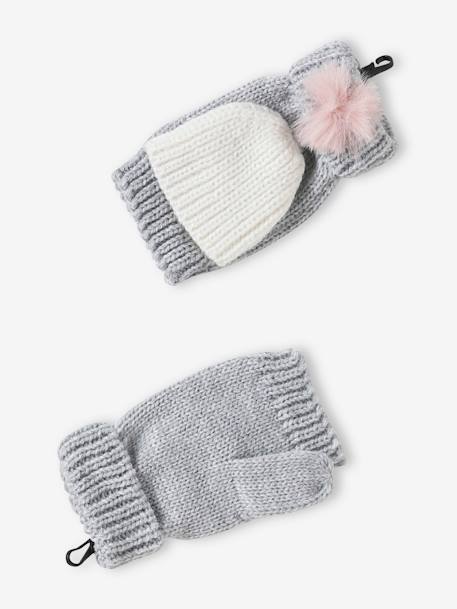 Meisjesmuts + snood + wanten/handschoenen 'Love' voor meisjes ecru - vertbaudet enfant 