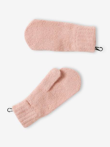 Gebreide set met muts + snood + handschoenen roze (poederkleur) - vertbaudet enfant 