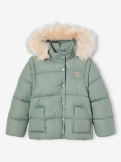 Meegroeijack van fleece voor meisjes met afneembare capuchon en mouwen  - vertbaudet enfant