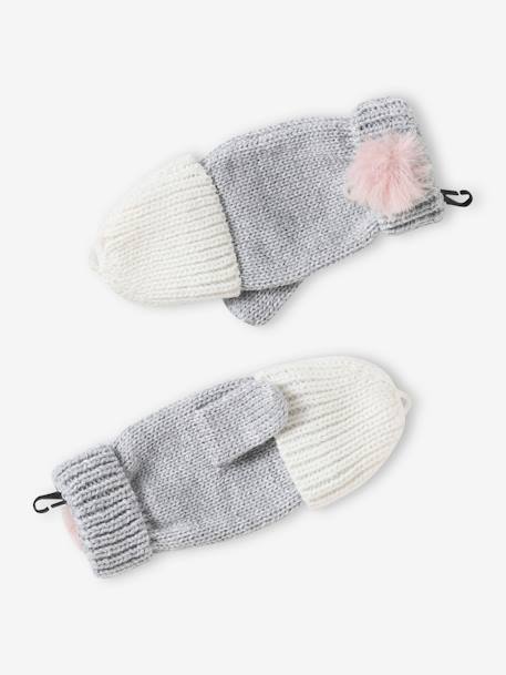 Meisjesmuts + snood + wanten/handschoenen 'Love' voor meisjes ecru - vertbaudet enfant 