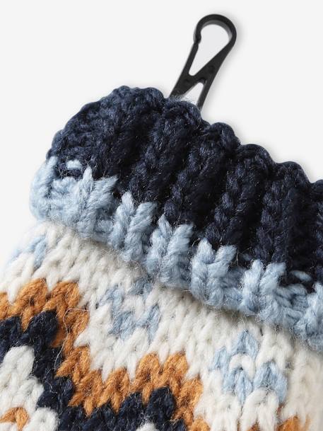 Set babymeisje muts met oortjes + snood + wanten in jacquard marineblauw - vertbaudet enfant 