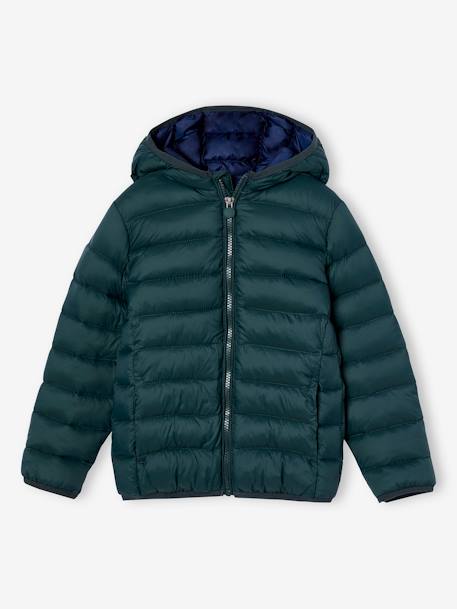 Licht donsjack met capuchon voor jongens met gerecyclede polyester vulling COGNAC+Engels groen+groen+jeansblauw+marineblauw+petrolblauw - vertbaudet enfant 