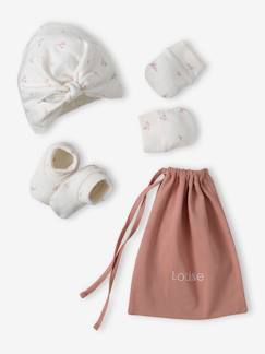 Baby-Set meisjes muts + wanten + slofjes + babytas voor baby, aanpasbaar