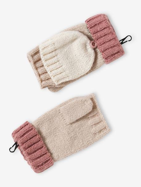 Meisjesmuts + snood + wanten/handschoenen in colorblock voor meisjes roze, gestreept - vertbaudet enfant 