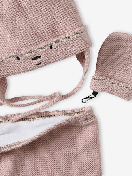 Kerstset muts + sjaal + wanten voor babymeisjes roze (poederkleur) - vertbaudet enfant 