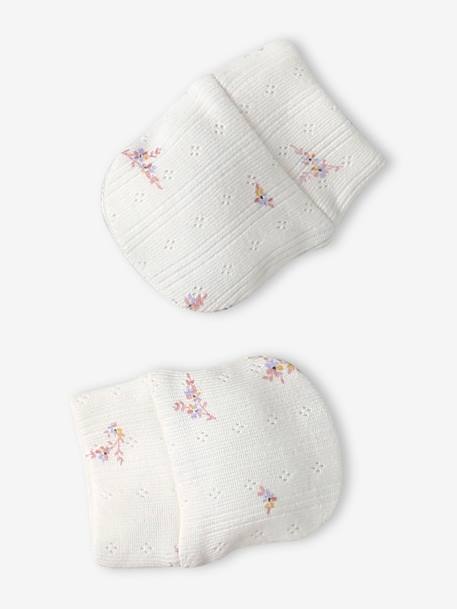 Set meisjes muts + wanten + slofjes + babytas voor baby, aanpasbaar rozen - vertbaudet enfant 