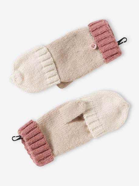 Meisjesmuts + snood + wanten/handschoenen in colorblock voor meisjes roze, gestreept - vertbaudet enfant 