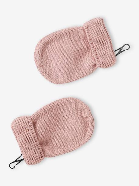 Set van babymeisjes muts + snood + wanten lichtroze+roze (poederkleur) - vertbaudet enfant 