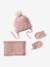 Set van babymeisjes muts + snood + wanten lichtroze+roze (poederkleur) - vertbaudet enfant 