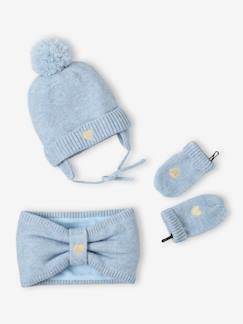 Baby-Accessoires-Muts sjaal handschoenen-Set muts + snood + wanten met hartjes voor babymeisjes