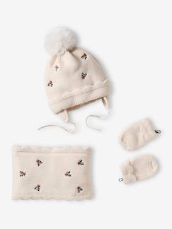 Set van babymeisjes muts + snood + wanten  - vertbaudet enfant