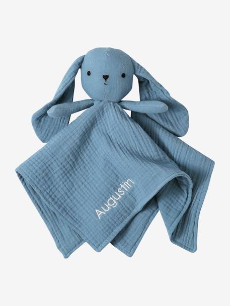 Knuffel van katoengaas met koffertje blauw+okergeel+rozen - vertbaudet enfant 