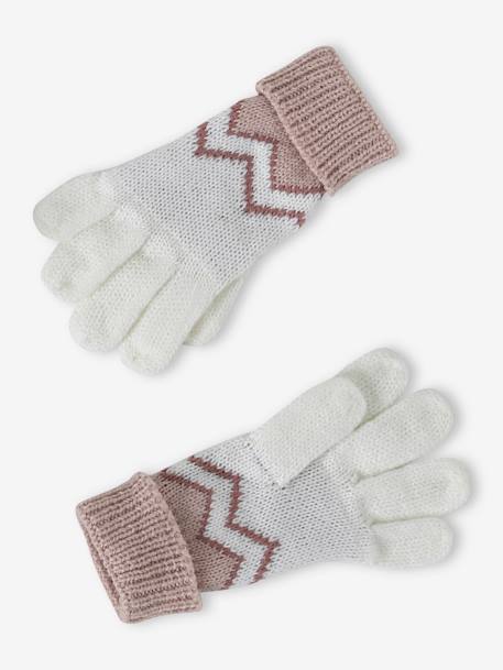 Kerstdoos jacquard voor meisjes set met muts + snood + handschoenen roze (poederkleur) - vertbaudet enfant 