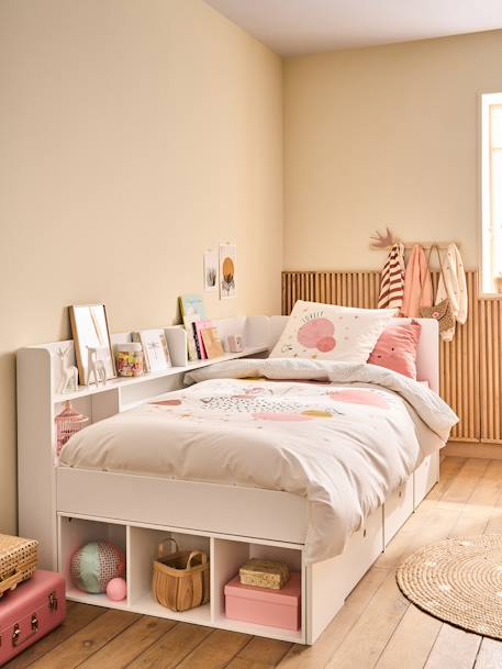 Kinderbed met opbergruimte BASEO grijsblauw+nude+wit - vertbaudet enfant 