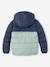 Tweekleurig jongensjack met kap en gerecyclede polyester vulling hazelnoot+Marineblauw+saliegroen - vertbaudet enfant 