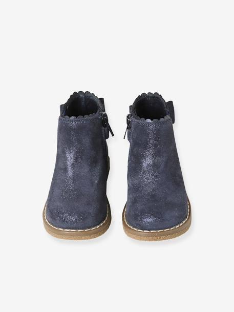 Elastische leren laarsjes voor meisjesbaby's CAMEL+marineblauw+zwart - vertbaudet enfant 