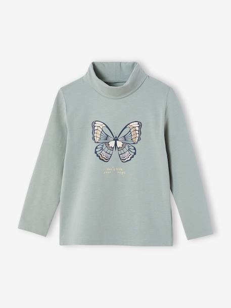 Set van 3  t-shirts met rolkraag voor meisjes antraciet+beige (poederkleur)+groengrijs+poederroze set - vertbaudet enfant 