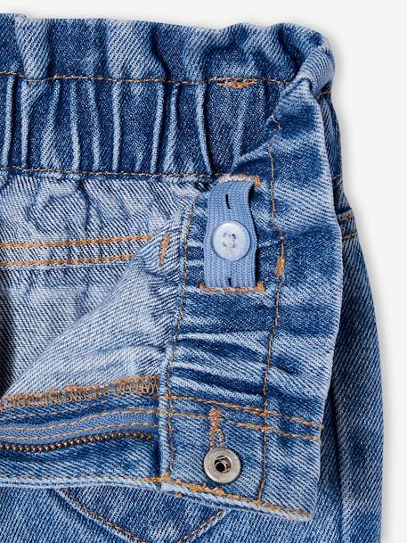 Paperbag jeans meisjes zakken hartjes middenblauw+ongewassen denim - vertbaudet enfant 