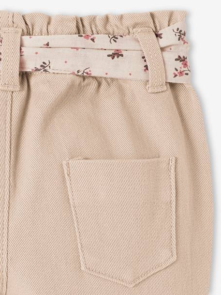 Babybroek met stoffen riem beige+groengrijs+oudroze - vertbaudet enfant 