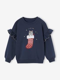 -Sweater met ruches en kattenmotief meisjes