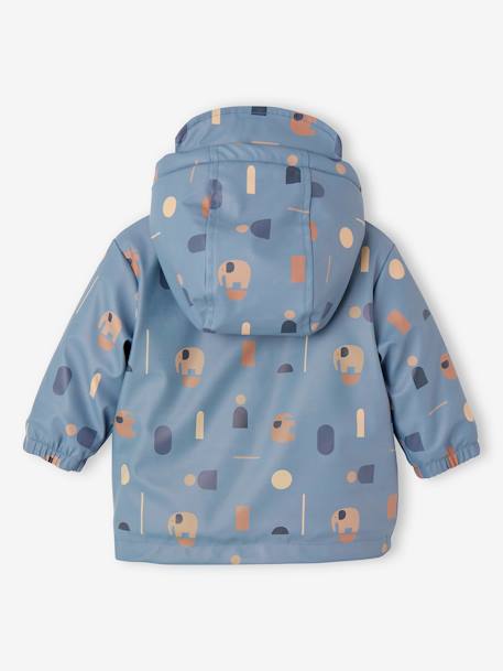 Baby Regenjacke mit Teddyfleecefutter und Recycling-Polyester blauw, bedrukt - vertbaudet enfant 