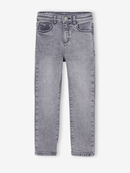 Slim jeans gemiddeld meisjes denimgrijs+donkerblauw+middenblauw - vertbaudet enfant 