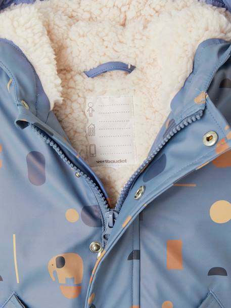 Baby Regenjacke mit Teddyfleecefutter und Recycling-Polyester blauw, bedrukt - vertbaudet enfant 