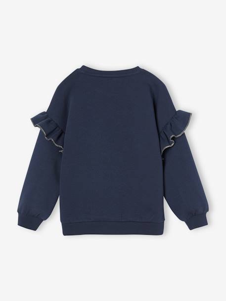 Sweater met ruches en kattenmotief meisjes marineblauw - vertbaudet enfant 